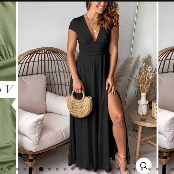 ANRABESS Womens Maxi Dress BLUE Summer Beach Dress Short Sleeve Dressy LARGE - Picture 4 of 11